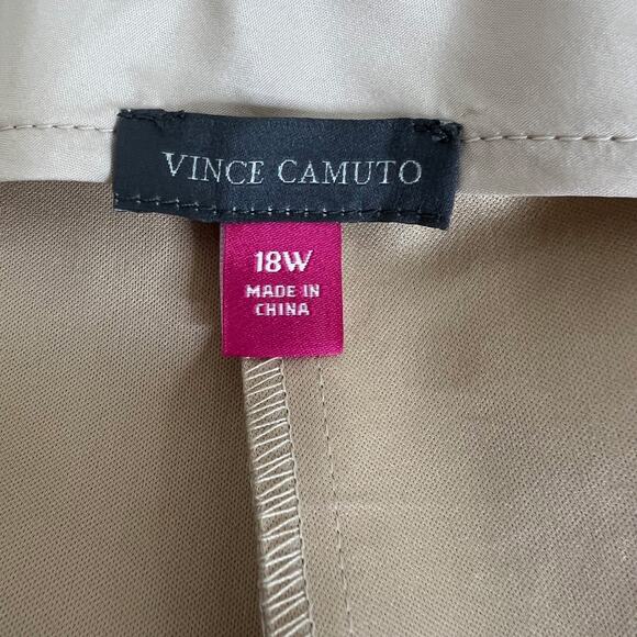 Vince Camuto Womens Faux Leather Pants 18W Gold Metallic Pull On Straight Leg - Picture 4 of 7